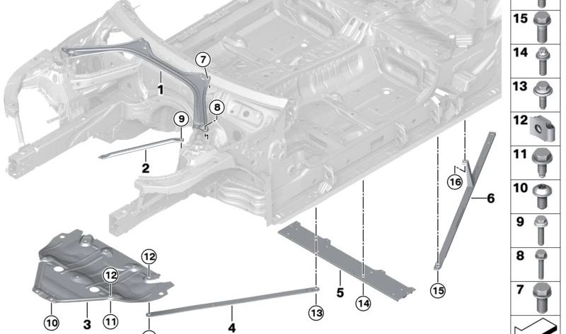 Soporte trasero del túnel central OEM 51717439127 para BMW G20, G20N, G21, G21N, G22, G22N, G23, G23N. Refuerzo estructural original BMW.