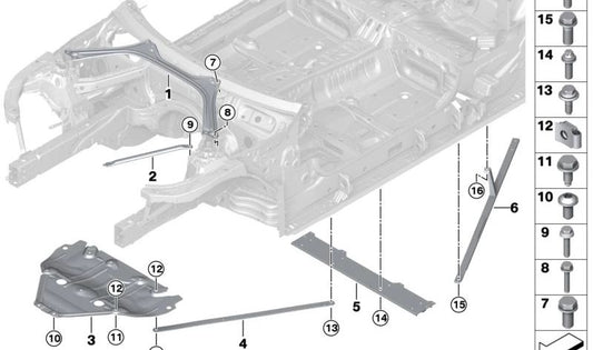 Tornillo hexagonal M6x20 OEM 07119907849 para BMW G23, I01, I12, I15. Compatible con modelos como 420d, 420i, 430d, 430i. Pieza original BMW. Ideal para fijaciones en carrocería y otros componentes.
