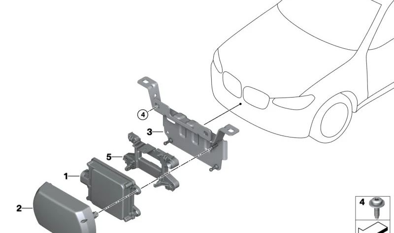 Soporte sensor radar delantero OEM 66316883738 para BMW F40, F44, G42, G87, G20, G21, G28, G01, G02, G05, G06, G07. Original BMW.