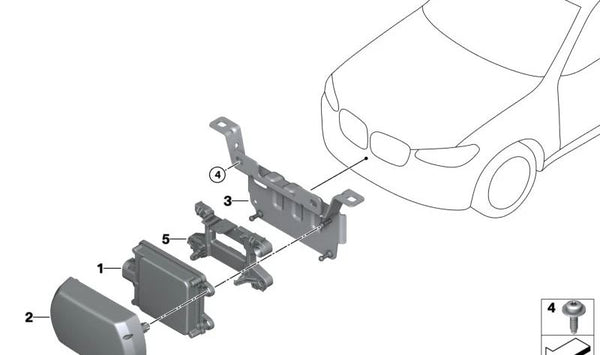 Soporte sensor radar delantero OEM 66316883738 para BMW F40, F44, G42, G87, G20, G21, G28, G01, G02, G05, G06, G07. Original BMW.