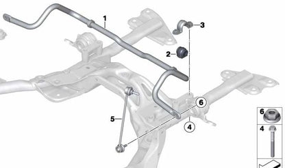 Soporte de sujeción estabilizador OEM 31309808338 para MINI R60 y R61. Compatible con todos los modelos Cooper y Cooper ALL4. Original MINI.