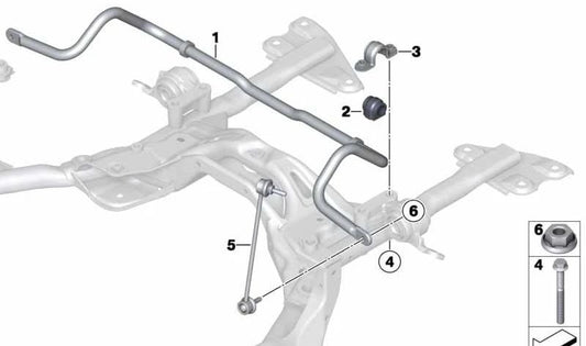 Soporte de sujeción estabilizador OEM 31309808338 para MINI R60 y R61. Compatible con todos los modelos Cooper y Cooper ALL4. Original MINI.