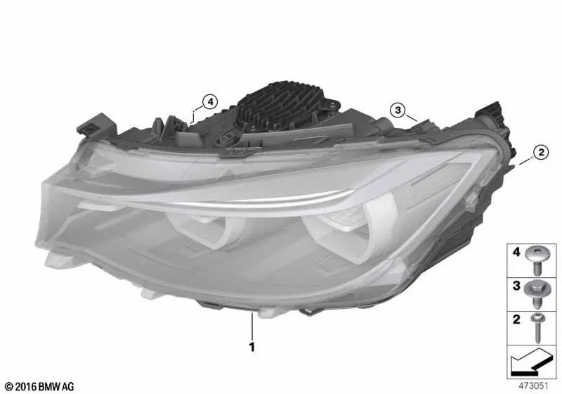 AHL LED Headlight Right for BMW 3 Series F34N (OEM 63117470422). Original BMW