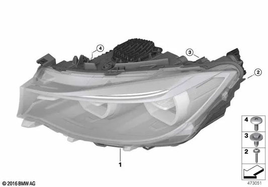 AHL LED Headlight Right for BMW 3 Series F34N (OEM 63117470422). Original BMW