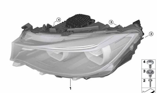 Faro delantero derecho LED OEM 63117470416 para BMW Serie 3 F34. Original BMW.