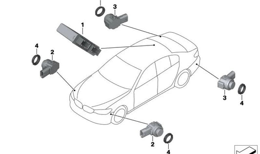 OM 66209827034 Capteur de stationnement à ultrasons gris pour BMW G30, G31, G32, G11, G12. BMW d'origine.