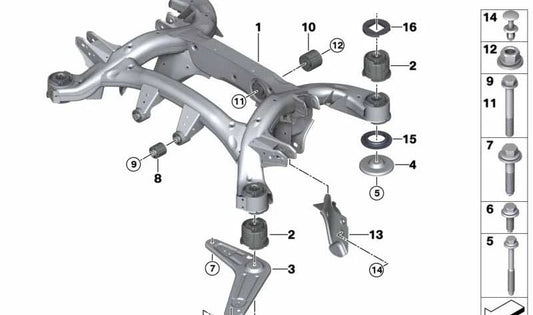 Der **Dämpfungsring unten** mit der Teilenummer **33317851549** ist ein originales BMW-Ersatzteil und gehört zum **Hinterachsträger** – speziell für die Modelle **BMW X5 F85** (X5 M) und **BMW X6 F86** (X6 M). Er ist Bestandteil der Lagerung un
