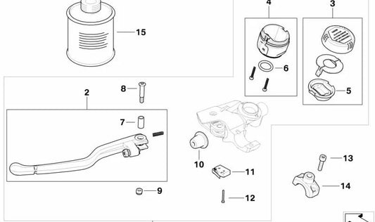 Conjunto de palanca de embrague OEM 32727713169 para motos BMW K1200R, K1300R. Original BMW Motorrad.