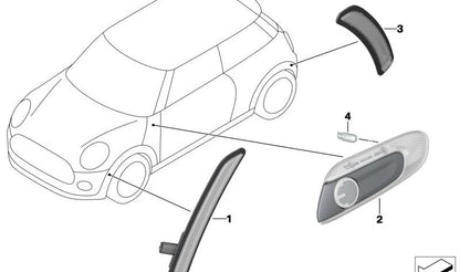 Luz de posición lateral delantera izquierda OEM 63137298337 para MINI F56, F55, Cabrio F57... y más. Original MINI.