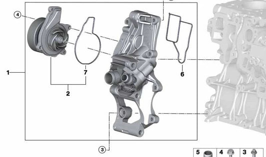 Bomba de agua con termostato OEM 11518617544 para BMW F52,F45,F49 {118i, 216i, 218i, X1 sDrive18Li}. Repuesto original BMW para sistema de refrigeración.