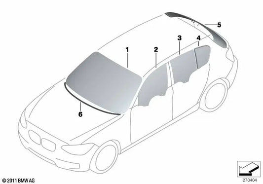Crystal côté fixe gauche pour la série BMW 1 F20, F20N (OEM 51357269561). BMW d'origine