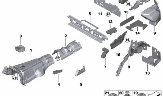 Akustische Isolierung des Vordertunnels für BMW F95, G05, F96, G06, G07 (OEM 51487214727). Original BMW