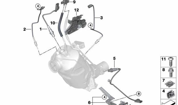 Soporte sensor OEM 13628513997 para BMW F20, F21, F22, F23, F30, F31, F34, F32, F33, F36, F10, F11, F25, F26, F15. Soporte original para sensor de emisiones. Original BMW.