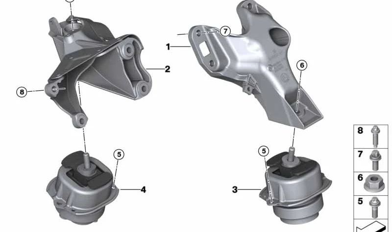 Suporte de motor esquerdo para BMW X5 E70, F15 e X6 E71, F16 (OEM 22116865145). BMW original