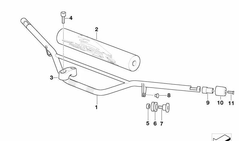 Manillar elevado con puños calefactables OEM 32712333244 para BMW R1150GS, R1150GS Adventure. Original BMW Motorrad.