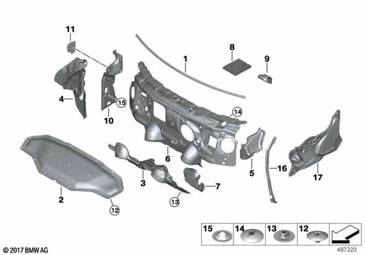 Isolatore pilar acustico alla legge per BMW F52, F45, F46, F48, F49, F39 (OEM 51487298908). BMW originale.