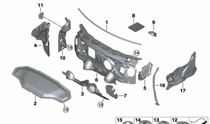 Aislante acústico capó delantero OEM 51487471230 para BMW X1 (F48, F48N, F49, F49N) y BMW X2 (F39). Original BMW.