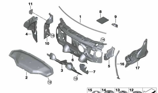 Acoustic insulator of the firewall OEM 51487326971 for BMW F48, F49, F39. Original BMW.