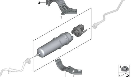 Soporte de filtro de combustible OEM 13328582275 para BMW G20, G21, G28, G30, G31, G60, G61, G32, G11, G12, G70, G14, G15, G16, G01, G45, G02. Original BMW.