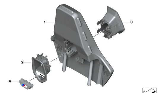Headrest emblem for BMW 1 Series F70, X1 U11, U12, X2 U10 (OEM 52105A456E2). Original BMW