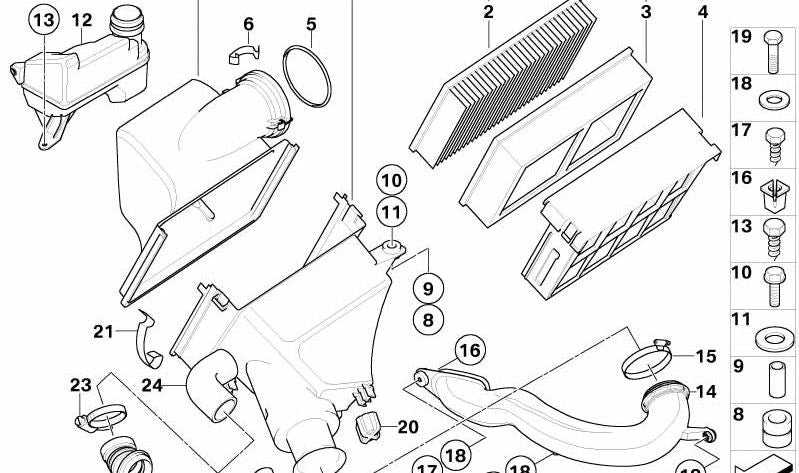 Amortiguador de Ruido de Admisión para BMW Serie 5 E39 (OEM 13711438775). Original BMW.
