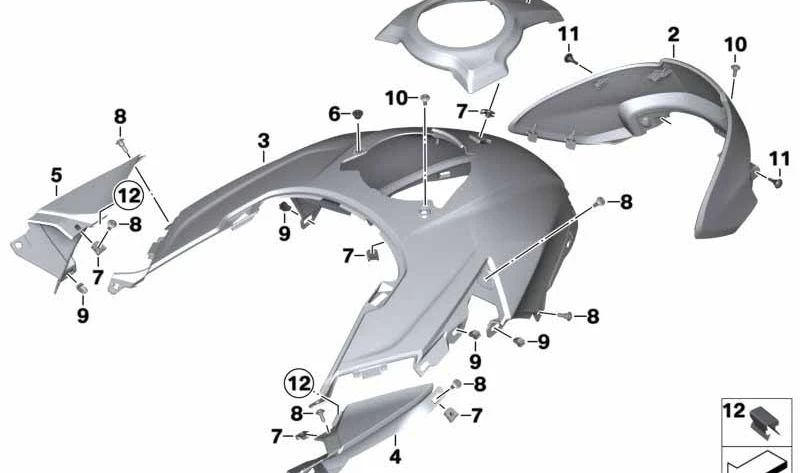 Cubierta del tapón del depósito OEM 46637717164 para moto BMW S 1000 XR (K49). Original BMW Motorrad.