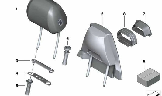 Guía soporte reposacabezas OEM 52107317472 para BMW F07, F10, F11, F01, F02, F15, F85, F16. Compatible con varios modelos de serie 5, 7 y X5/X6. Repuesto original BMW.
