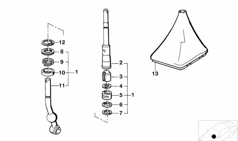 Base de palanca de cambios OEM 25117533355 para BMW E28, E24, E23. Original BMW.