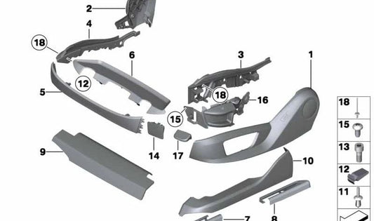 Right outer upholstery fixing clip OEM 52109157174 for BMW F07, F10, F11. Original BMW.