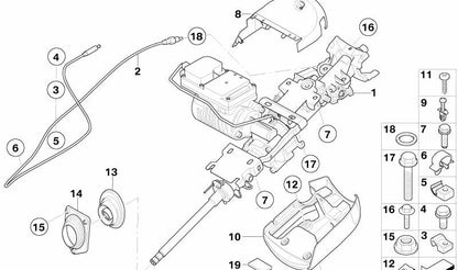 Columna de dirección completa con unidad de servodirección OEM 32306780729 para BMW Z4 (E85, E86). Original BMW.