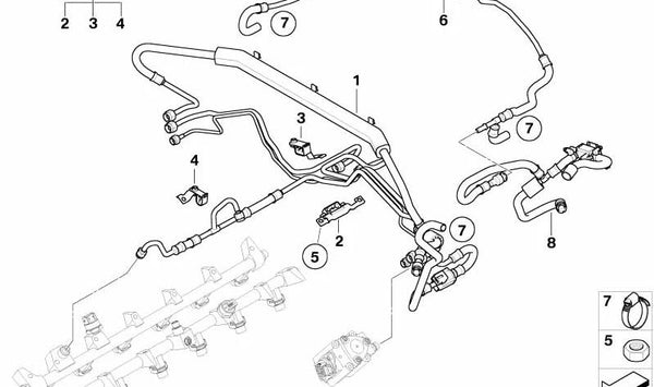 Soporte de tubería OEM 13537524174 para BMW E65, E66. Original BMW.