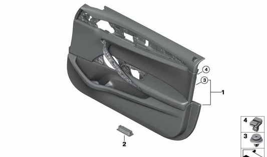 Panel interior puerta delantera derecha negro OEM 51417476806 para BMW G30 y G31. Original BMW.