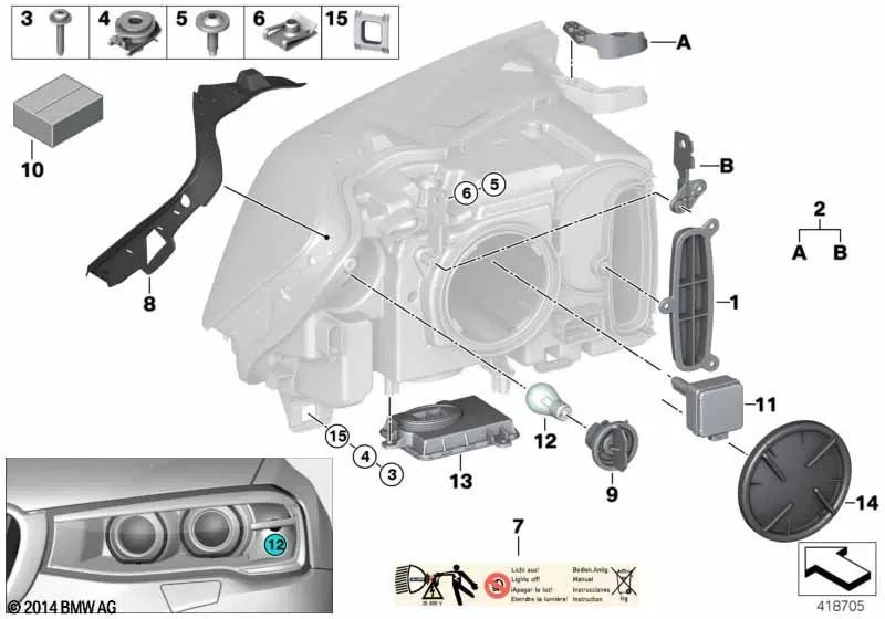 Joint de balise gauche pour BMW x3 F25, X4 F26 (OEM 63117392975). BMW d'origine