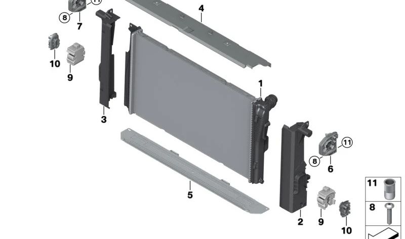 Radiador de refrigeración OEM 17118678027 para BMW F20, F21, F22, F23, F30, F31, F34, F32, F33, F36, i3 (I01). Original BMW.