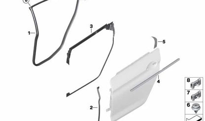 Sellado de puerta trasero izquierdo para BMW Serie 6 F06, F06N (OEM 51357328771). Original BMW