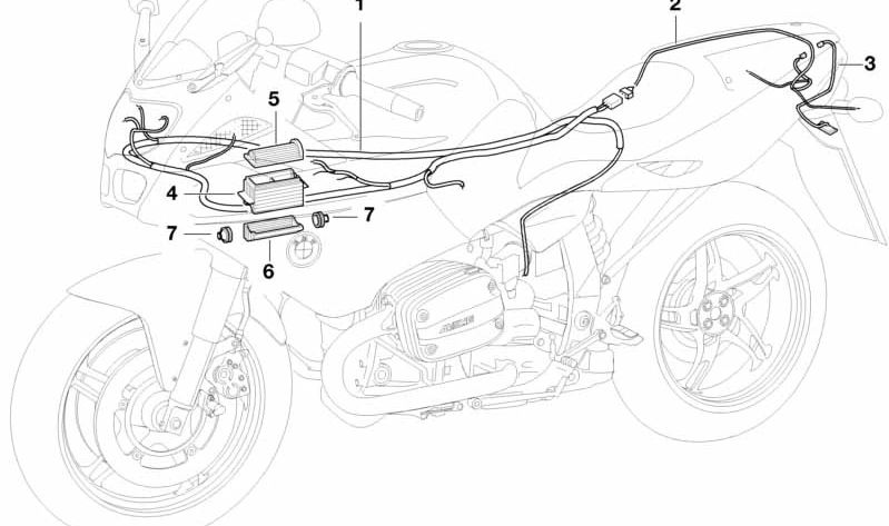 OEM chassis cable trunk 61117685392 for BMW R1100S, R1100RS motorcycles. Original BMW Motorrad.