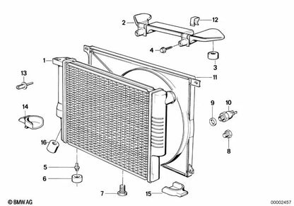Radiador de refrigerante para varios modelos de BMW Serie 3 E30 (OEM 17112241912). Original BMW.