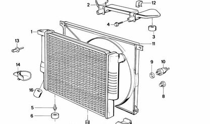 Carcasa del ventilador OEM 17111709312 para BMW E30. Original BMW.