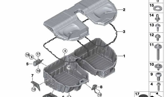 Soporte trasero derecho OEM 61258614775 para BMW Serie 7 {G11,G12} modelos 740e, 745e, 740Le, 745Le (con y sin xDrive). Original BMW.
