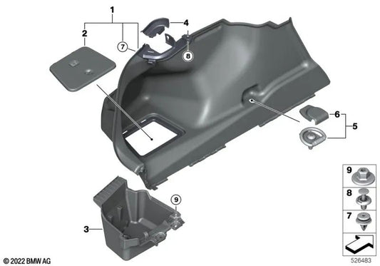 Storage compartment trunk liner left for BMW 7 Series G70 (OEM 51479870597). Original BMW