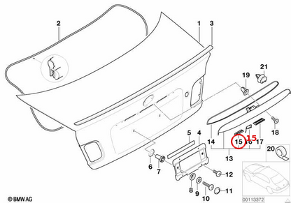 License plate light cover for BMW e46. Original BMW