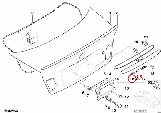 Tapa para la luz de matrícula para BMW e46. Original BMW