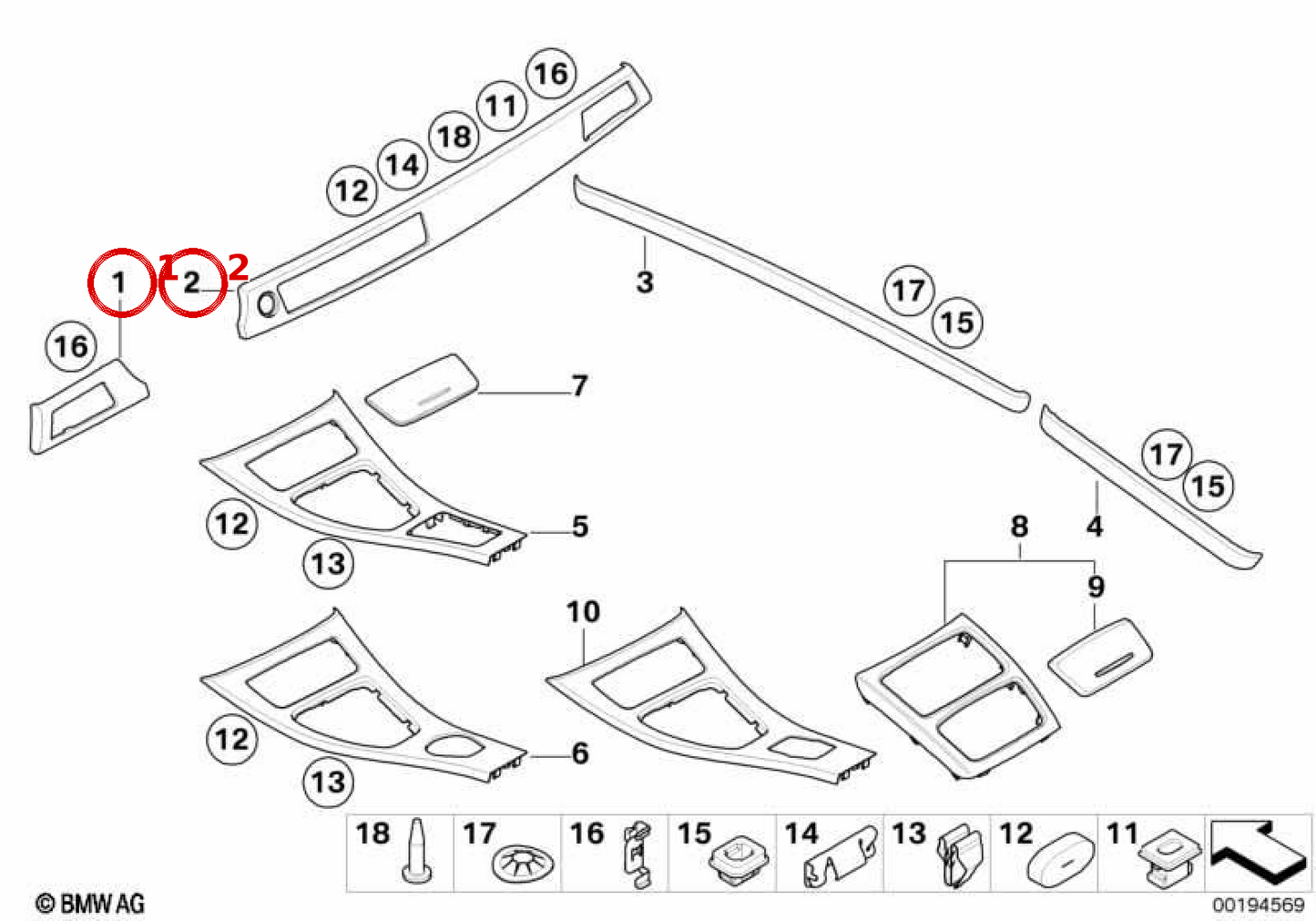 Helle schwarze Splash -Formteile für BMW E90 E91 E92 E93. Original BMW