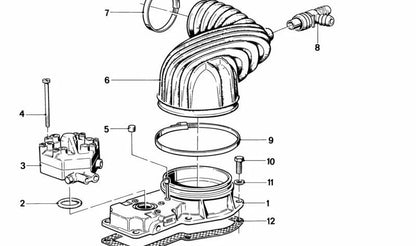 Colector de admisión OEM 13511276613 para BMW E28 520i (modelos con motor M20, manual y automático, 1981-1987). Original BMW.