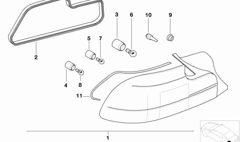 Piloto trasero izquierdo con intermitente blanco OEM 63212695025 para BMW E36 y Z3. Original BMW.