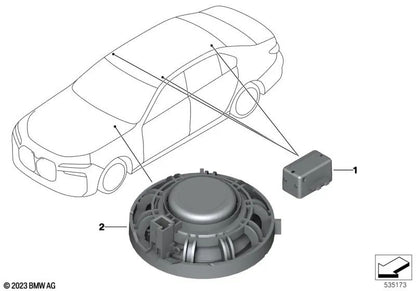 Altavoz de emergencia para BMW Serie 1 F20, F21, F40, F52, F70, Serie 2 F22, F23, F44, F45, F46, F87, G42, U06, Serie 3 F30, F31, F34, F35, F80, G20, G21, G28, G80, G81, Serie 4 F32, F33, F36, F82, F83, G22, G23, G26, G82, G83, Serie 5 F07, F10, F11, F18,