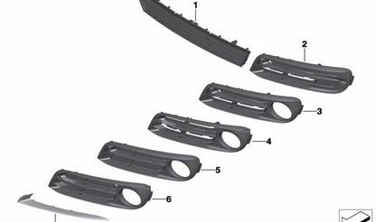 Rejilla de entrada de aire cerrada izquierda OEM 51117346505 para BMW F10 (518d, 520d). Compatible con modelos fabricados entre 2013 y 2016. Recambio original BMW.