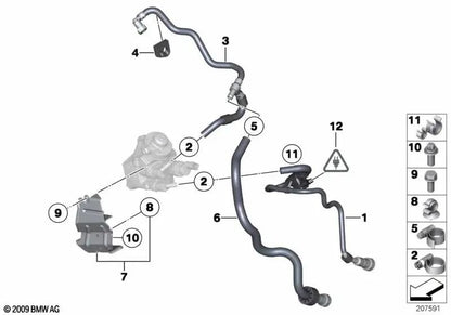 Tubería de combustible de admisión OEM 13537800670 para BMW E81, E87 LCI, E82, E88, E90, E90 LCI, E91, E91 LCI, X1 E84. Original BMW.