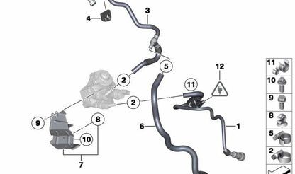 Tubería de combustible de admisión OEM 13537800670 para BMW E81, E87 LCI, E82, E88, E90, E90 LCI, E91, E91 LCI, X1 E84. Original BMW.