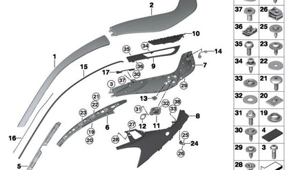 Soporte izquierdo OEM 51627336421 para BMW I12, I12N. Pieza original BMW. Ideal para sustituir soporte lateral en modelos compatibles.